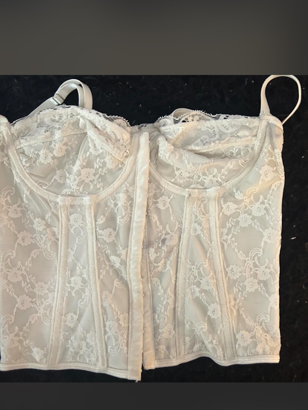 SHEIN White Lace Longline Bustier Crop Top